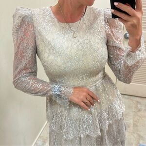 Antonio Melani Born on Fifth Clara Metallic
Lace Tiered Ruffle Maxi Dress